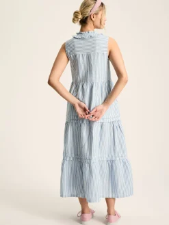 Joules Ophelia Blue & White Sleeveless Tiered Dress Blue&White