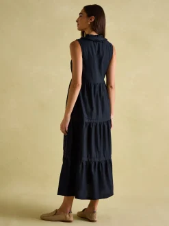 Discount Joules Ophelia Sleeveless Tiered Dress Navy
