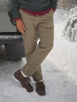 Outlet Joules Oundle Herringbone Slim Fit Trousers Brown