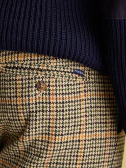 Outlet Joules Oundle Herringbone Slim Fit Trousers Brown