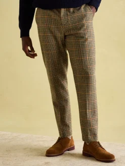 Outlet Joules Oundle Herringbone Slim Fit Trousers Brown