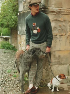 Outlet Joules Oundle Herringbone Slim Fit Trousers Brown