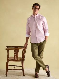 Hot Joules Oxford Long Sleeve Classic Fit Shirt Pink
