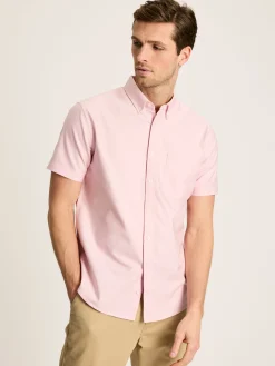 New Joules Oxford Short Sleeve Classic Fit Shirt Pink