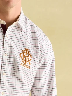 New Joules Oxford Embroidered Check Shirt White