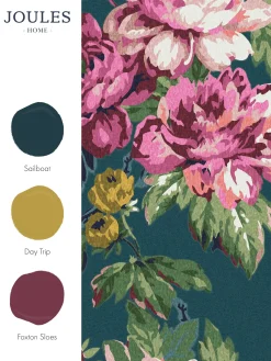 Online Joules Peacock Blue Invite Floral 10M Wallpaper PeacockBlue