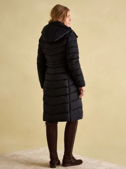 Outlet Joules Pembury Showerproof Longline Padded Coat With Hood Black