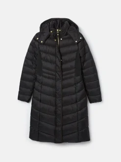 Outlet Joules Pembury Showerproof Longline Padded Coat With Hood Black