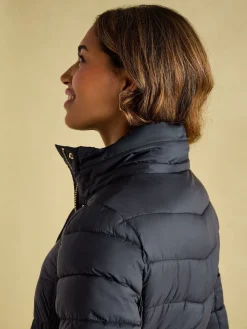 New Joules Pembury Navy Blue Showerproof Longline Padded Coat With Hood NavyBlue