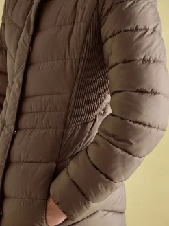 Sale Joules Pembury Showerproof Longline Padded Coat With Hood Neutral