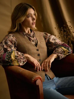 New Joules Penrose Tweed Waistcoat Check