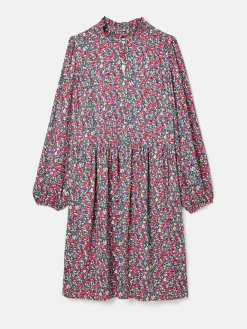 New Joules Petunia Frill Neck Dress Floral