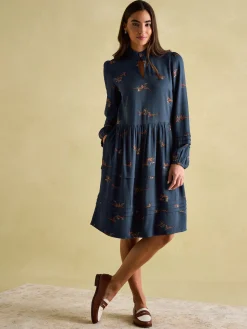 Online Joules Petunia Frill Neck Dress Navy