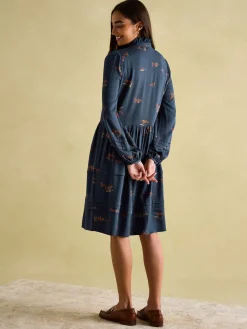 Online Joules Petunia Frill Neck Dress Navy