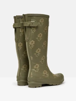 Hot Joules Printed Green Floral Adjustable Tall Wellies GreenFloral