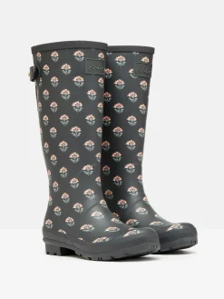 Discount Joules Printed Grey Floral Adjustable Tall Wellies GreyFloral