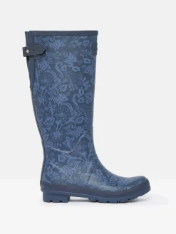 New Joules Printed Adjustable Tall Wellies Navy