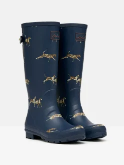 Best Joules Printed Navy Blue Dog Print Adjustable Tall Wellies NavyBlueDogPrint
