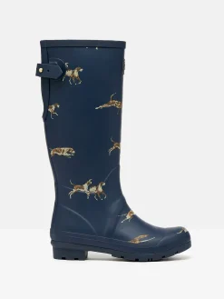 Best Joules Printed Navy Blue Dog Print Adjustable Tall Wellies NavyBlueDogPrint