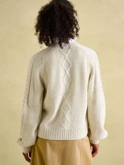 Clearance Joules Rafferty Cable Knit Cardigan Cream