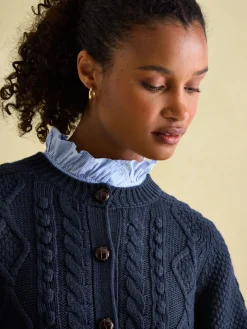 Sale Joules Rafferty Navy Blue Cable Knit Cardigan NavyBlue