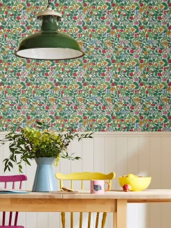 Best Joules Arts & Crafts Floral 10M Wallpaper Rainbow