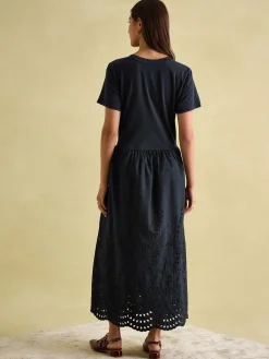 Best Joules Reid Broderie 100% Cotton Dress Navy