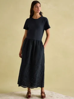 Best Joules Reid Broderie 100% Cotton Dress Navy