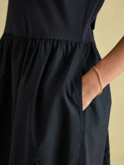 Best Joules Reid Broderie 100% Cotton Dress Navy