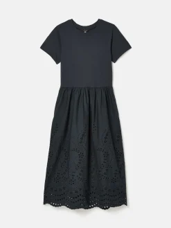 Best Joules Reid Broderie 100% Cotton Dress Navy