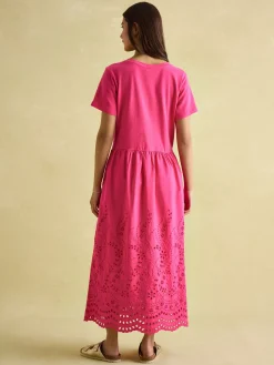 Best Joules Reid Broderie 100% Cotton Dress Pink