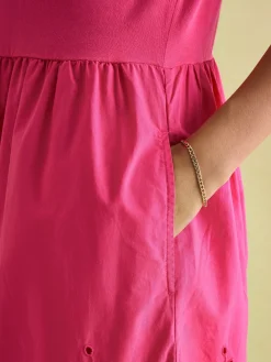 Best Joules Reid Broderie 100% Cotton Dress Pink