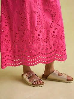 Best Joules Reid Broderie 100% Cotton Dress Pink