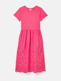 Best Joules Reid Broderie 100% Cotton Dress Pink
