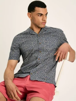 Discount Joules Revere Blue Floral Printed Short Sleeve Shirt BlueFloral
