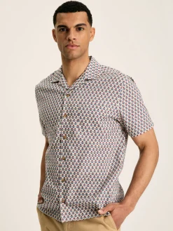 Outlet Joules Revere Printed Short Sleeve Shirt Blue