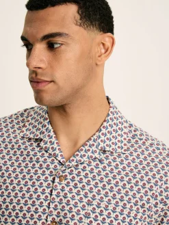 Outlet Joules Revere Printed Short Sleeve Shirt Blue