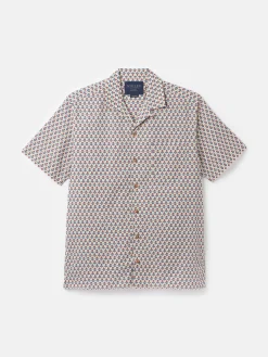 Outlet Joules Revere Printed Short Sleeve Shirt Blue