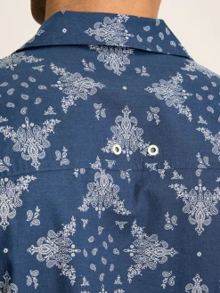 Online Joules Revere Navy Blue Paisley Printed Short Sleeve Shirt NavyBluePaisley