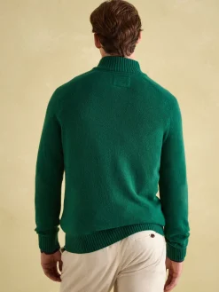 Joules Richmond Lambswool Quarter Zip Knitted Jumper Green