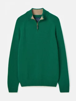 Joules Richmond Lambswool Quarter Zip Knitted Jumper Green