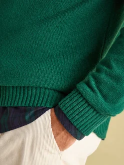 Joules Richmond Lambswool Quarter Zip Knitted Jumper Green