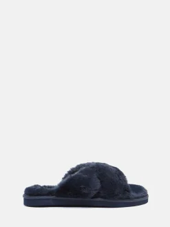 Outlet Joules Romilly Faux Fur Slippers Navy