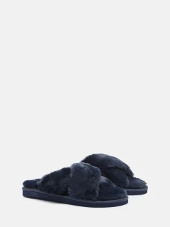 Outlet Joules Romilly Faux Fur Slippers Navy