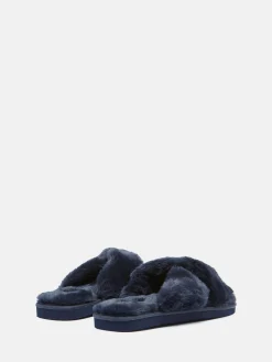 Outlet Joules Romilly Faux Fur Slippers Navy