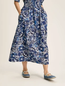 Hot Joules Rosalie Blue & White V-Neck Frill Dress Blue&White