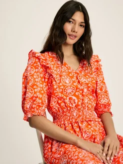 Best Joules Rosalie V-Neck Frill Dress Pink