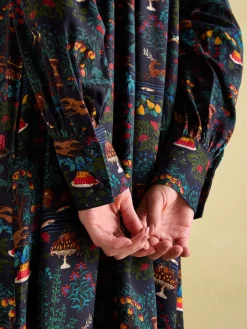 Sale Joules Rosette Printed Dress with Pie Crust Neck Black