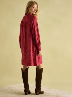 Online Joules Rosette Red Floral Printed Dress with Pie Crust Neck RedFloral