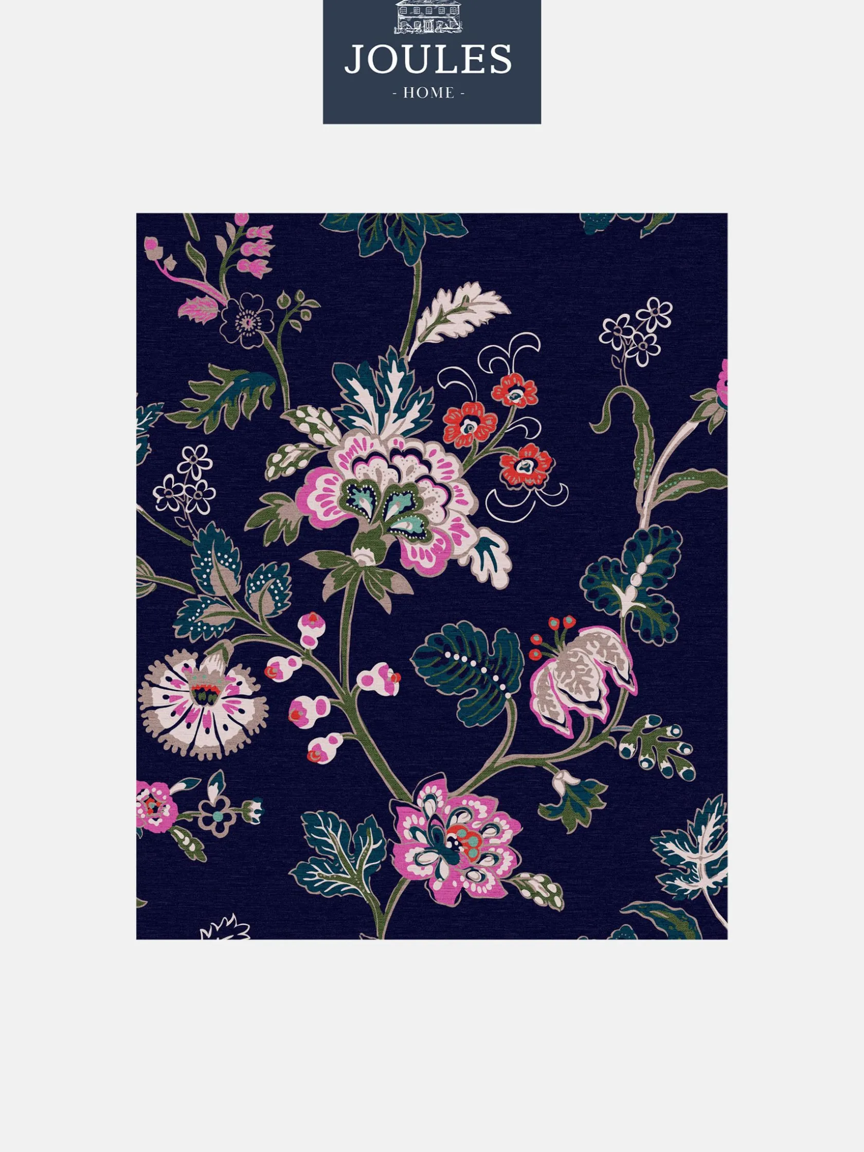 Joules Royal Navy Vine Cottage Floral 10M Wallpaper RoyalNavy
